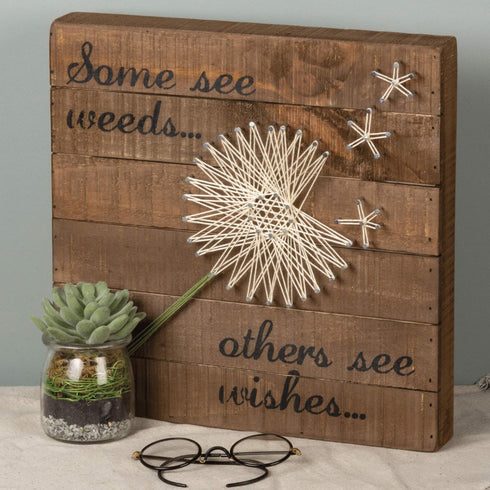 Primitives by Kathy Distressed Wood Slat Sign - 'Some see weeds...' with Hand-Strung Heart, Wall Art & Desk Decor for Home...