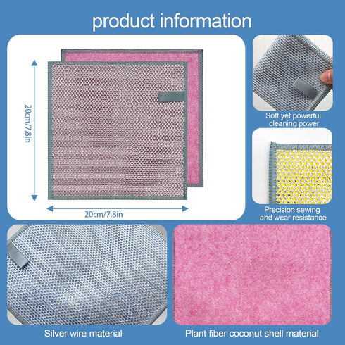 Multipurpose Wire Dishwashing Rags for Wet and Dry?Dish Rags for Washing Dishes, Non Scratch Wire Dishcloth? Wire Dishcloths for Kitchen? Wire Mir...