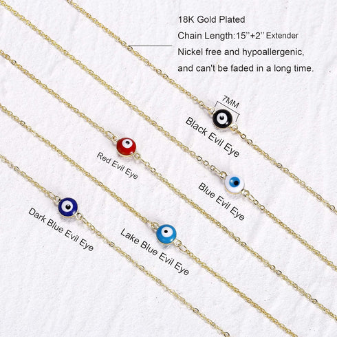 Tasiso 14K Gold Plated Evil Eye Choker Necklace Blue White CZ Diamond Eye Pendant Necklace Cute Boho Tiny Evil Eye Protection Necklace for Women M...