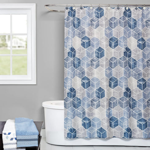 SKL Home Cubes Shower Curtain, Blue...