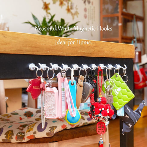 Neosmuk Magnetic Hooks,Heavy Duty Earth Magnets with Hook for Refrigerator, Extra Strong Cruise Hook for Hanging, Magnetic Hanger for Curtain, Gri...