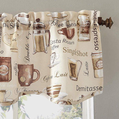 No. 918 Bristol Coffee Shop Semi-Sheer Rod Pocket Kitchen Curtain Valance and Tiers Set, 54" x 24", Ivory Off-White...
