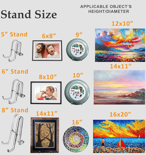 AMT 2 Pack 5 Inch Acrylic Plate Stands for Display Plate Holder Display Stand + Frame Holder Stand for Picture, Decorative Plate, Book, Photo Ease...