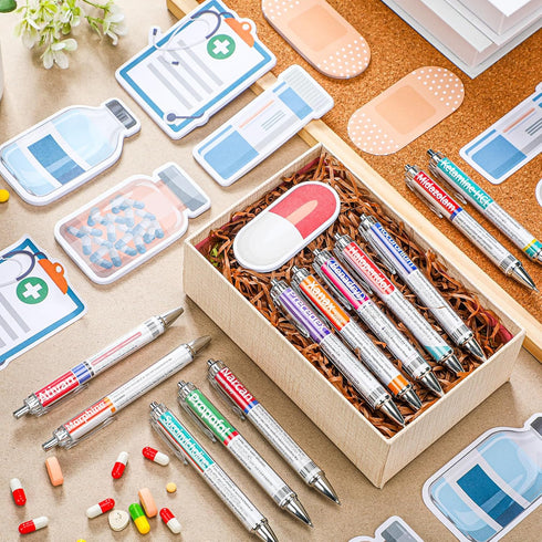 24 Pharmacy Pens for Nurse with 12 Nurse Sticky Notes Nurse Accessories for Work Funny Pharmacy Drug Nursing Week Pens Gifts Medical Assistant Pha...