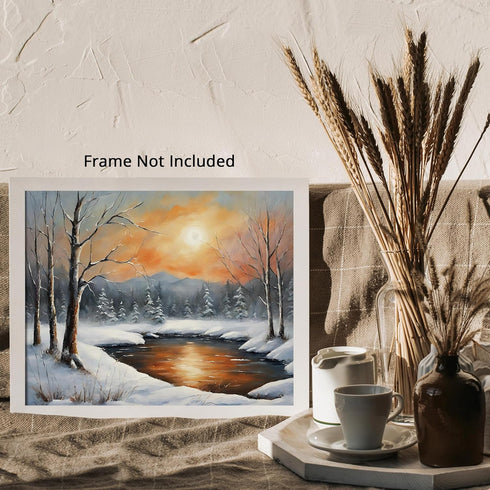 Posterizer 1 pcs-snowy winter nature scene in oil painting style-11-Landscape & Nature Art-GIft for Men Women Teens-Living Room Bedroom Decor- unf...