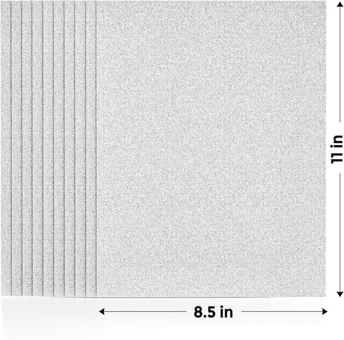 10 Sheets Silver Glitter Cardstock Paper, 8.5 x 11 Cardstock Paper 92lb/250gsm, Glitter Card Stock for DIY Projects, Sparkly Paper for Card Making...