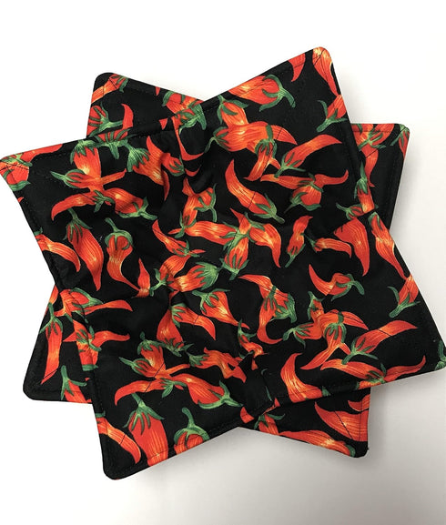 Two Chili Peppers Bowl Cozies, Bowl holders, 195...