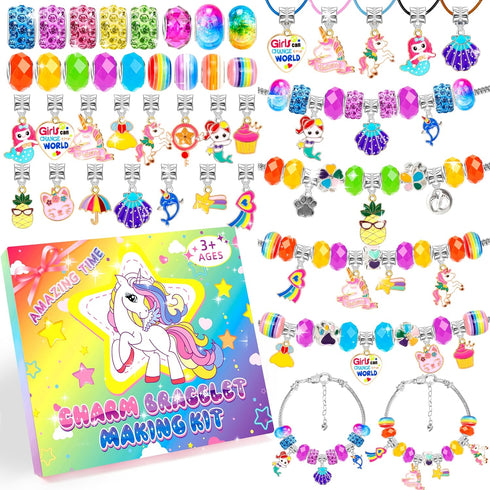 AMAZING TIME Charm Bracelet Making Kit, Jewelry Beads Toy for Girl Age 8-12, Creativity and Imagination Craft Set for 5 6 7 8 9 10 11 12 Year Old ...