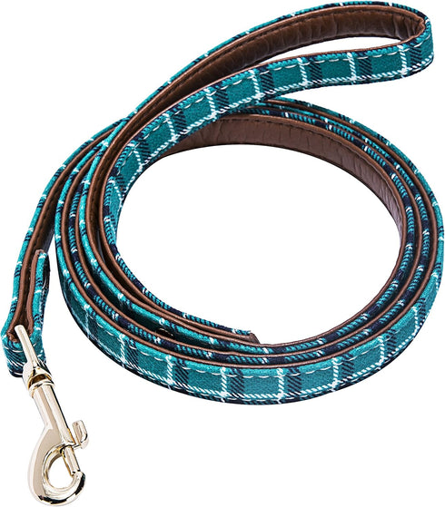 Puppy Leash for Small Dogs - StrawberryEC Cute Leather Peacock Green Plaid Leashes (Leash-Peacock Green)...