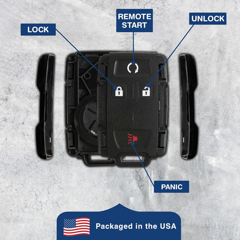 2x KeylessOption Key Fob Cover Case Replacement for 2014 2015 2016 2017 2018 2019 Chevrolet Chevy Silverado Suburban Tahoe GMC Sierra Yukon Remote...