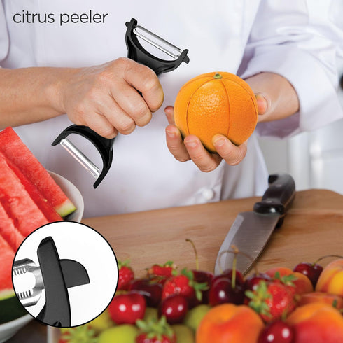 Peeler for Potato Vegetable Orange - Heavy Duty Double Sided Dual Purpose Non Slip Grip Apple Fruit Y Shaped with Ultra Sharp Stainless Steel Stra...