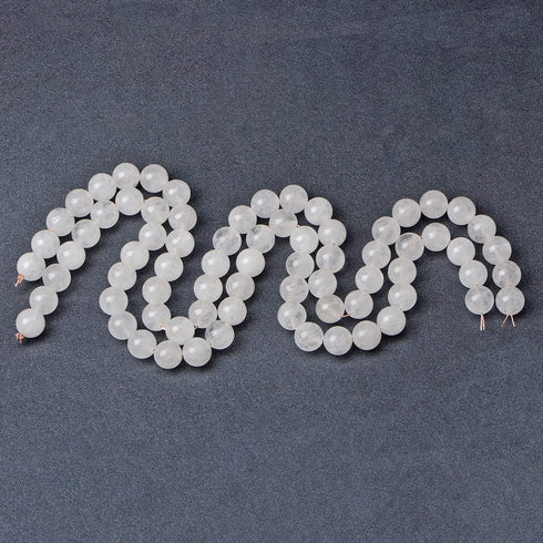 6mm 200pcs Natural White Jade Gemstone Round Loose Beads for Jewelry Making with Crystal Stretch Cord...