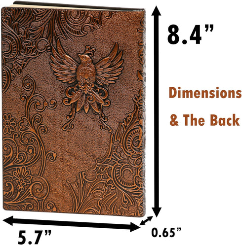 Unlined Journal - Phoenix Bronze 3D-Embossed Art Pattern Hardcover Notebook Gift, A5 Blank Sketchbook Notepad with 2 Bookmarks, 8.4" x 5.7" (100 S...