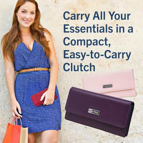 Nautica Money Manager RFID Slim and Small Wallet for Women - Credit Card Holder with Coin Purse and Zipper Wallet, Women's Clutch Organizer...