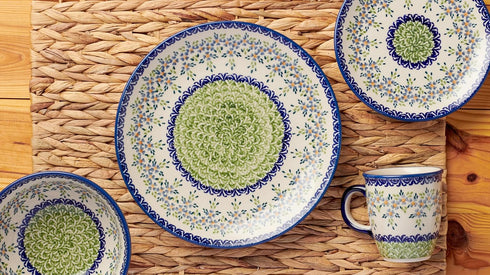 Blue Rose Polish Pottery Summer Vine Dessert Plate...