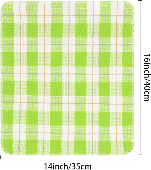 uxcell Kitchen Dish Cloths for Washing Cleaning 14" x 16" Absorbent Dish Rags Drying Dish Towels 10 Pack Green...