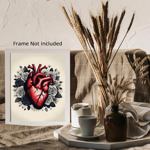 Posterizer 1 pcs-Rustic Floral Heart Shabby Chic Print-Romantic Art-Science & Medical Art- Gift for Men Women Entrepreneur Teens-Decor for Home & ...