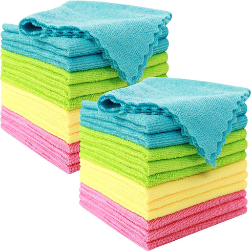 Cosy Family 24 Pack Microfiber Cleaning Cloth - Reusable Cleaning Rags, Fast Drying Cleaning Towels,12"X12" - Multicolor...