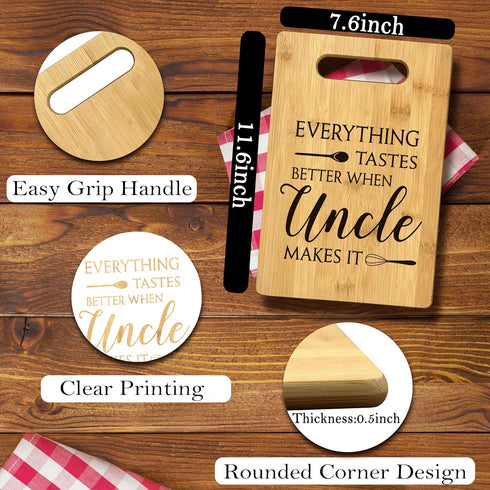 Uncle Gifts, Gifts For Uncle, Everything Tastes Better When Uncle Makes It Aunt Uncle Gift Bamboo Cutting Board Kitchen Decor, Uncle Gifts For Unc...