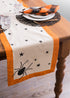 DII Halloween Tabletop Collection Bold Black Stars/Spooky Spider with Orange Border on Off-White Natural Background, Machine Washable, 14x72 Table...