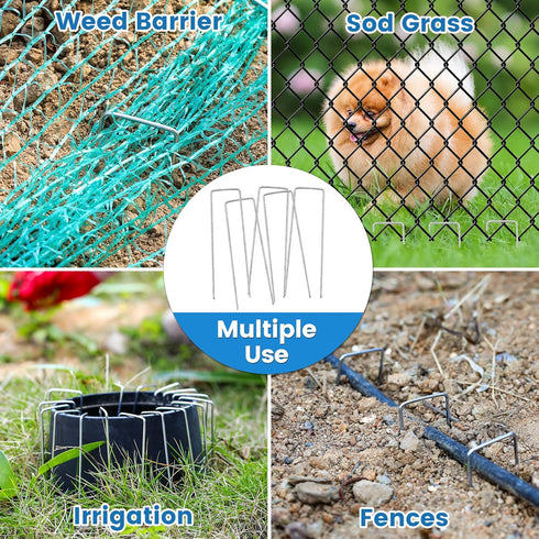 Garden Stakes - Landscape Staples for Plants, 20 Pack Garden Staples Landscape Fabric Stakes 6 inches 11 Gauge Lawn Staples Fence Stakes for Garde...