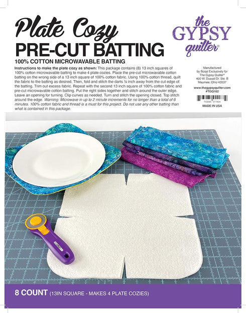 Gypsy Quilter Plate Cozy Pre Cut Batting 8ct...