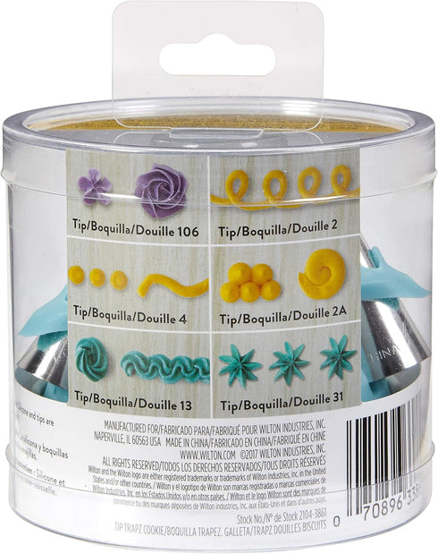 Wilton Biscuit/Cookie Piping Tip Set with Silicone Stand, Turquoise, 7 Piece...