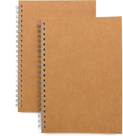 Soft Cover Spiral Notebook Journal 2-Pack, Blank Sketch Book Pad, Wirebound Memo Notepads Diary Notebook Planner with Unlined Paper, 100 Pages/ 50...