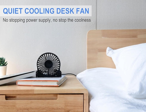 Small Table Fan - USB Powered Mini Desk Fan with 3 Powerful Speed & 360° Collapsible, Portable Little Cooling Fan Folding and Tilt Design for Trav...