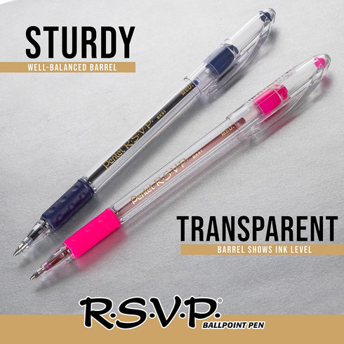 Pentel Rsvp Stylus Ballpoint Pen, Medium Line, Blue Ink, Pack of 2 (BK91LBP2C)......