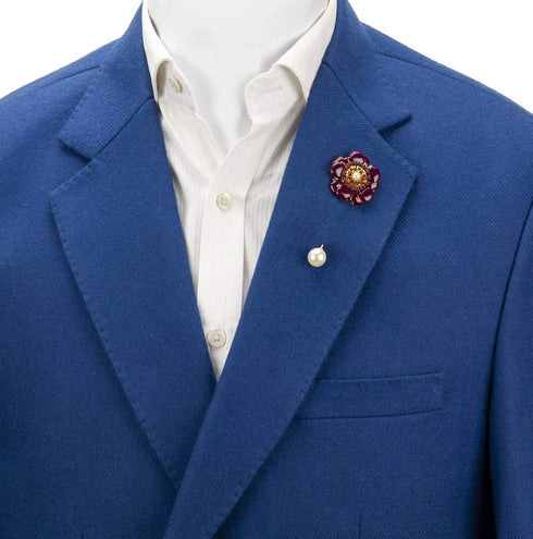 Knighthood Brooch Pin Purple Flower with Pearl Detailing Lapel Pin Badge Coat Suit Wedding Gift Party Shirt Collar Lapel Pin Accessories for Men W...