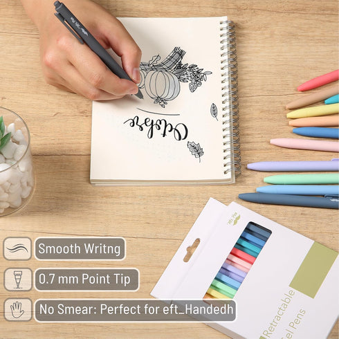 Mr. Pen- Retractable Gel Pens, 12 Pack, Black Ink Gel Pens, Pastel Barrels, Fast Dry, Gel Pens Fine Point 0.7mm, Retractable Pens, Cute Pens, Gel ...