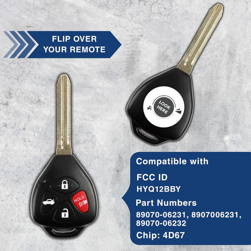 KeylessOption Key Fob Replacement for 2007 2008 2009 2010 Toyota Camry Corolla Keyless Entry Remote Remote Control, 4-Button HYQ12BBY 4D67, Locksm...