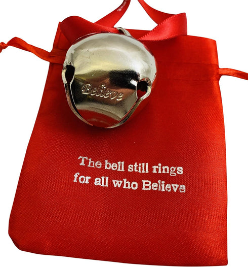 Westmon Works Believe Bell Ornament in Grey for Christmas Tree on Ribbon with Bag...