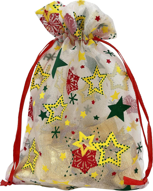 24PCS Christmas Organza Gift Bag 4X6 with Drawstring 11 Mix Pattern Small Goodie Candy Party Favor Xmas Gift Bags...
