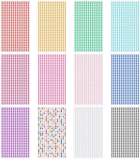 Gartful 3mm Gem Stickers, 5400PCS Rhinestone Stickers for Crafts, 12 Embellishment Rhinestone Sheets Self Adhesive Jewel Crystal Gem Stickers for ...