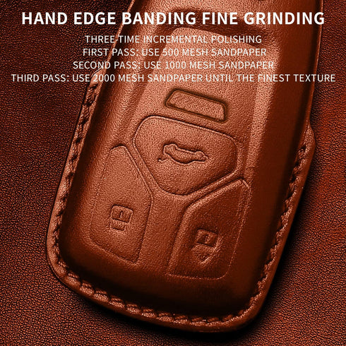 Tukellen for Audi Key Fob Cover Genuine Leather with Keychain,Leather Key Case Protector Compatible Audi A4 Q7 Q5 TT A3 A6 SQ5 R8 S5 Smart Key-Bro...