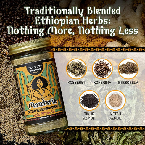 Brundo Spice Company Kibbeh Manteria | Ethiopian Spiced Butter Seasoning | Made & Imported from Ethiopia | Non-GMO & Organic | Essential for Niter...