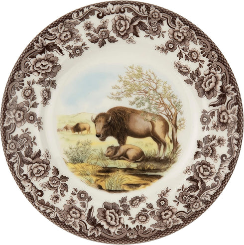 Spode Woodland Salad Plate, Bison, 8” | Perfect for Thanksgiving and Other Special Occasions | Made in England from Fine Earthenware | Microwave a...