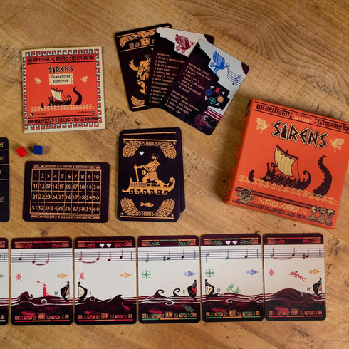Sirens | Greek Mythology Themed Travel Size Board Game, Play Anywhere | Strategic Musical Card Drafting Game | 1-2 Players, Ages 12+ | Easy to Lea...