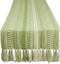 DII Farmhouse Braided Stripe Table Runner Collection, 15x72 (15x77, Fringe Included), Antique Green...