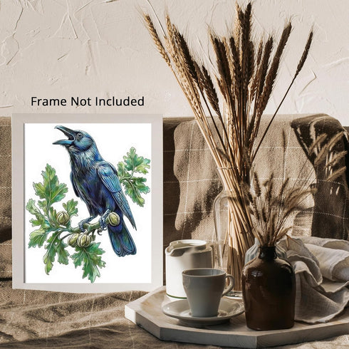 Posterizer 1 pcs-detailed natural history illustration of a raven-Corvus corax 2-Art for Animal Lovers-Gift for Men Women Teens-Chic Home Decor- u...