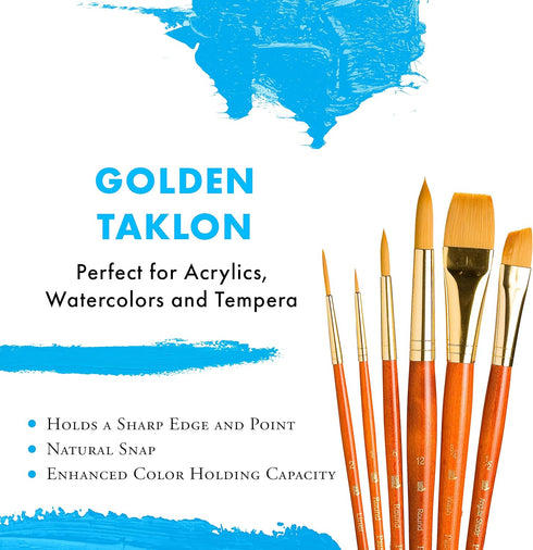 Princeton Real Value, Series 9100, Paint Brush Sets for Acrylic, Oil & Watercolor Painting, Syn-Gold Taklon (Rnd 1, 6, 12 Liner 2, ANG Shader 1/2,...