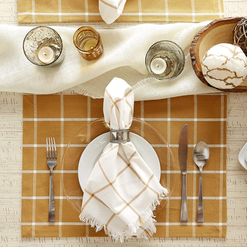 DII Basic Collection Tabletop, Placemat Set, Honey Gold Check 6 Piece, 6074...