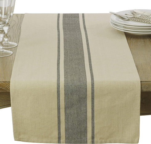 Cotton Table Runner With Banded Design...