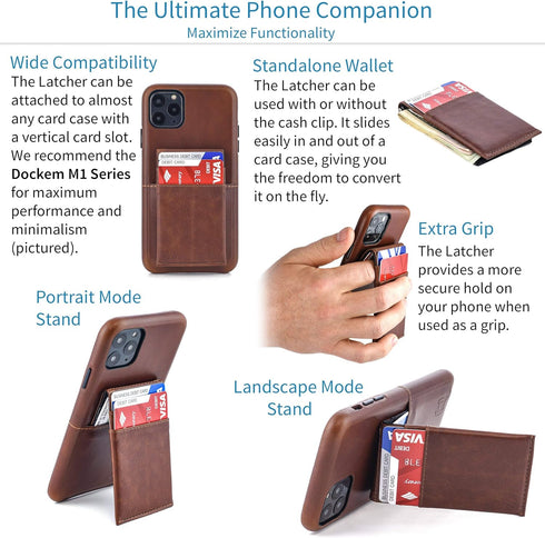 Dockem The Latcher Minimalist Wallet & Card Case Companion (Genuine Leather)...