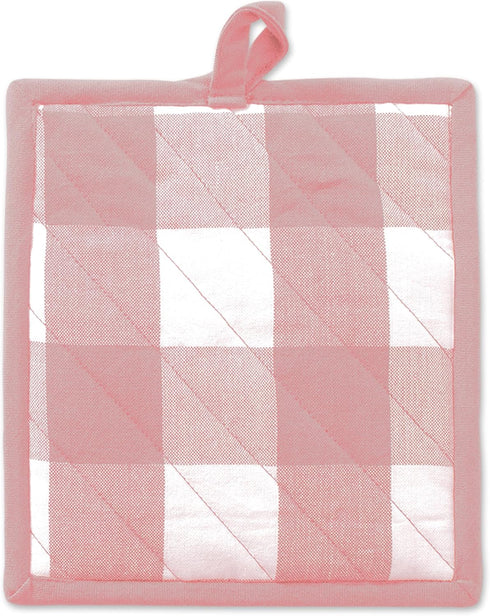DII Buffalo Check Kitchen Collection, Classic Farmhouse Kitchen Set, Potholder, One Size, Pink &White, 2 Piece...