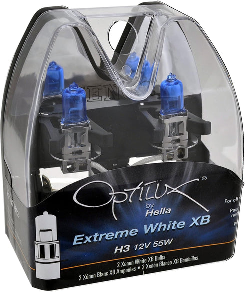 HELLA H71071312 Optilux XB Series H3 Xenon White Halogen Bulbs, 12V, 55W, 2 Pack...