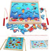 TOWO Wooden Fishing Game-Magnetic Fishing Puzzles with Numbers Jigsaw Puzzle- Sea Creatures Kids Fishing Game Educational Toys for 3 years old Mat...
