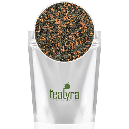 Tealyra - Gen Mai Cha Supreme - Japanese Loose Leaf Tea - Genmaicha Green Tea with Brown Roasted Rice - Caffeine Level Low - 200g (7-ounce)...